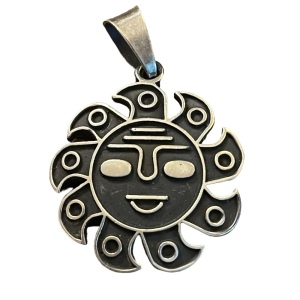 Vintage La Cara Del Sol Sterling silver Mexico 925 Necklace pendant Hallmarked