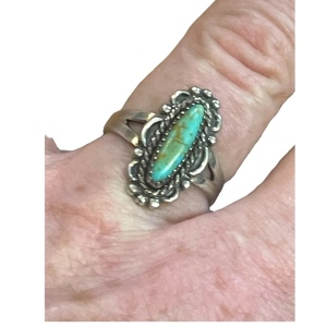 Vintage Sterling silver Bell Trading post Southwestern Turquoise ring 925