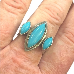 Vintage sterling silver 925 Turquoise southwestern mens ring