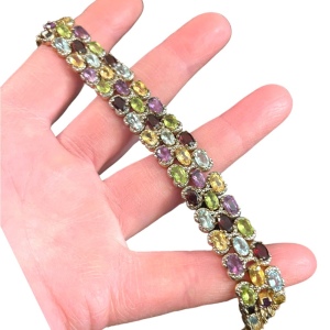 PAJ BB Genuine Gemstone Garnet topaz amethyst peridot citrine tennis bracelet