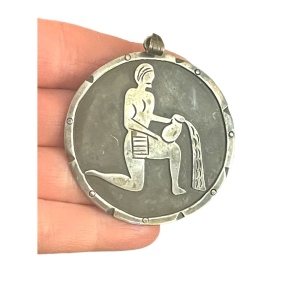 Vintage ZODIAC EPM Taxco Mexico Sterling silver pendant Waterman Aquarius