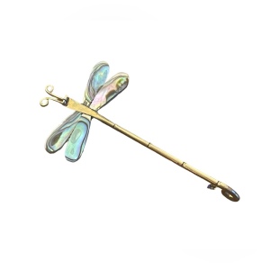 Vintage Mexico Alpaca Silver Abalone Handmade Dragonfly brooch