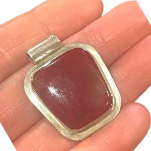 Vintage sterling silver 925 Red Jasper necklace Pendant ATI Mexico