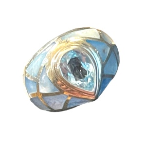 Sterling silver MOP 925 Topaz Mosaic fancy designer ring