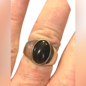 Vintage Sterling silver black onyx 925 dome ring Mexico