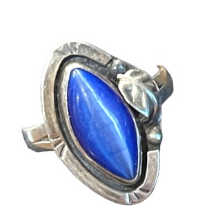 Vintage sterling silver blue Cats eye 925 Native southwestern ring Mexico