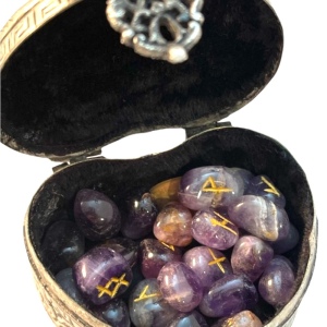 Amethyst Runes New Stones with gold etched engravings of Rune Symbols Ne…