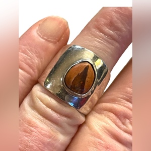 Vintage Sterling silver Mexico 925 unique jasper stone Ring