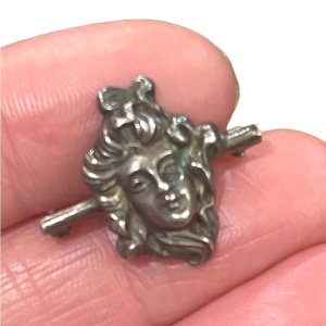 Stunning antique Art Nouveau Victorian lady bar brooch sterling silver handmade