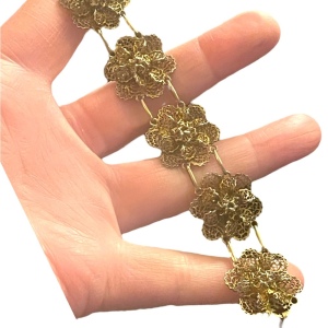 Vintage sterling silver 925 gold Topazio Portugual filagree flowers bracelet