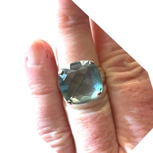 Authentic Swarovski Aqua Blue silver crystal chunky ring (swan) Retired