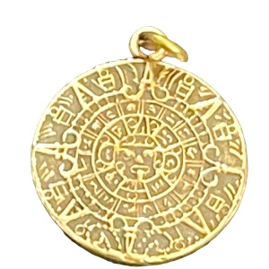 Vintage Sterling silver mexico Mayan aztec calendar pendant 925