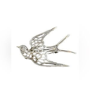 Antique 900 silver lovely Swallow bird brooch