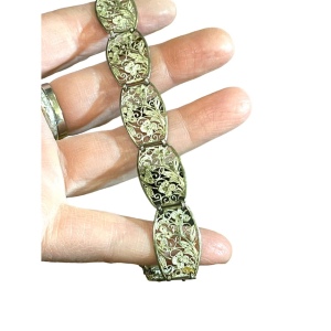 Antique flower filagree 835 Silver link bracelet