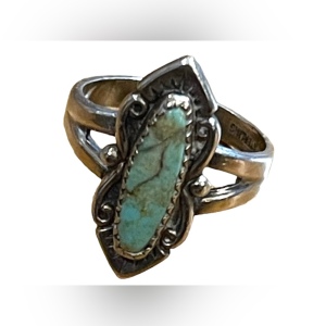 Vintage 1970s Bell Trading Post sterling silver 925 turquoise ring Southwestern