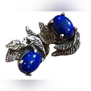 Sterling silver Lapis Southwestern 925 leaf stud earrings