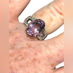 Sterling silver 925 Amethyst Fancy diamond illusion ring