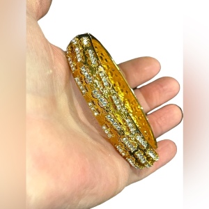 1980s Camrose & Kross gold plated crystal fancy bangle bracelet JBK Jackie K