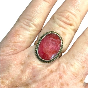 Sterling silver 925 Raw ruby fancy cocktail ring