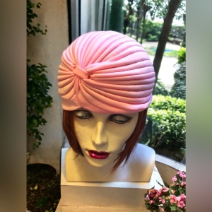 Vintage Pink Turban hat OS Beautiful