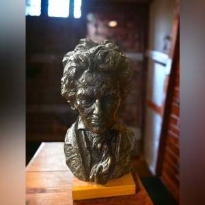 Vintage 1960s Beethoven Hand sculptured Austin Productions Statue on wood signed