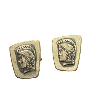 Vintage silver antiqued finish distressed Trojan soldier cufflinks