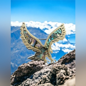 Vintage Alpaca Mexico Abalone eagle brooch