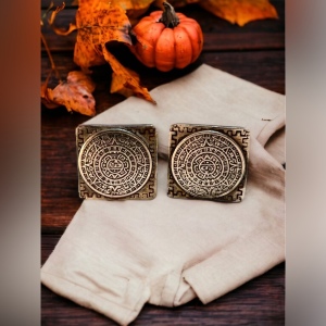 Vintage sterling silver Aztec Calendar Cufflinks