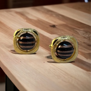 Vintage Swank gold metal gold murano cufflinks