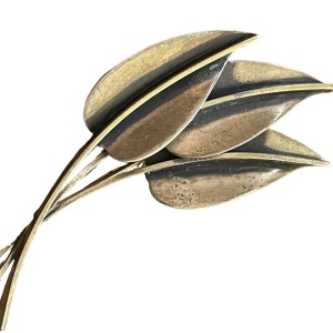 Sterling silver 925 by Jewel Art Wispy antiqued leaf brooch vintage 1960s