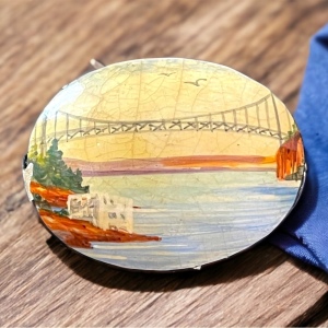 Vintage Hand painted Nova Scotia Bridge brooch