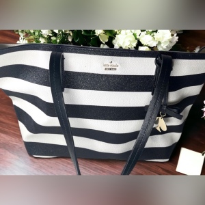 Kate Spade New York Black white striped Bag purse shoulder