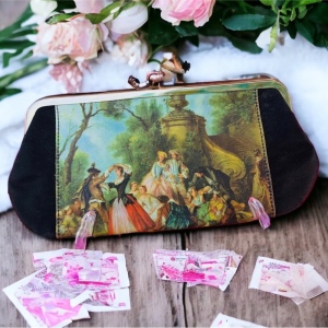 Vintage victorian print wallet Beautiful! sateen