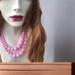 Vintage 1960s pink pastel double bead necklace