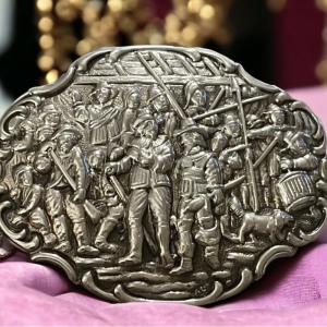 Antique Dutch Battle scene silver brooch