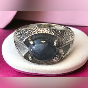 Vintage Sterling silver 925 Mens Lapis modernist ring 1970s