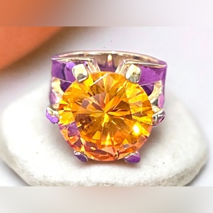 Sterling silver 925 Large statement ring Sim yellow citrine glass