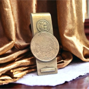 Vintage 1960s Mexico Alpaca coin symbol Money clip