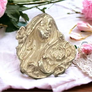 Antique sterling silver 925 gibson girl cameo Art Nouveau brooch