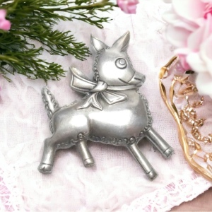 Vintage 1930s Truart Sterling silver 925 donkey large brooch