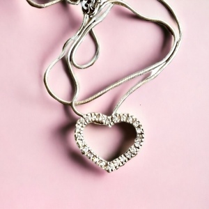 Sterling silver 925 CZ Crystal heart pendant necklace