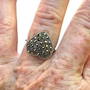 Sterling silver 925 fancy marcasite heat ring