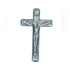 Vintage sterling silver antiqued cross pendant religious crucifix