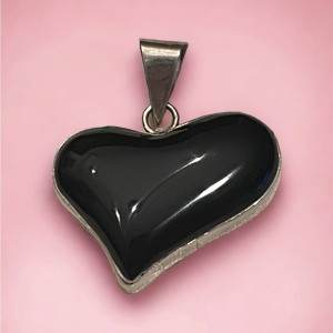 Vintage Sterling silver 925 Large Black onyx solid heavy pendant Mexico