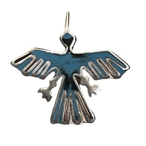 Vintage sterling silver 925 OLD handmade enameled Eagle brooch