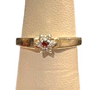 Vintage ruby & diamond 14k Gold stacker ring