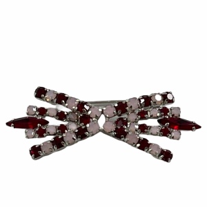 Vintage silver finish red pink crystal brooch C1960s