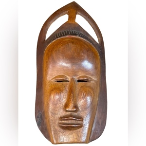 Large Heavy Wood Mid century Fertility Hand Carved African hanging Mask