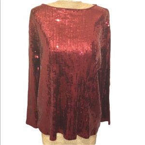 - Pink Shimmer sequin long blouse Sz LG Stretchy