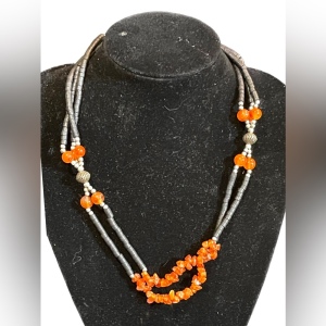 Vintage southwestern style double strand fancy carnelian bead necklace